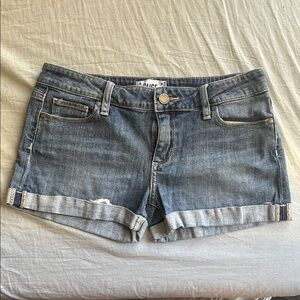 PAIGE Blue Jean Shorts with Cuffed Hems
